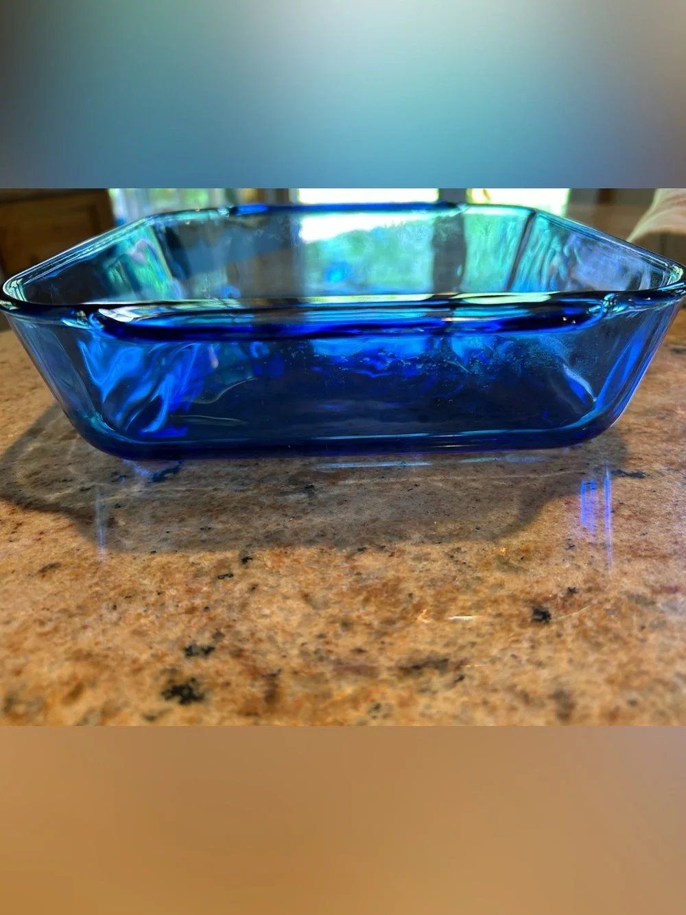 Pyrex #222 R Cobalt Blue Square Baker Dish 8”x8”x2” molded handles 2 Qt capacity